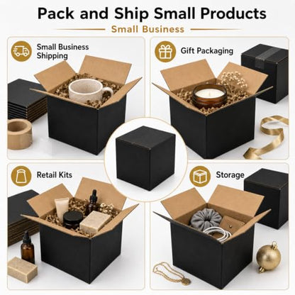 6x6x6 Black Shipping Boxes, Pack of 35 - size: 6"x6"x6"