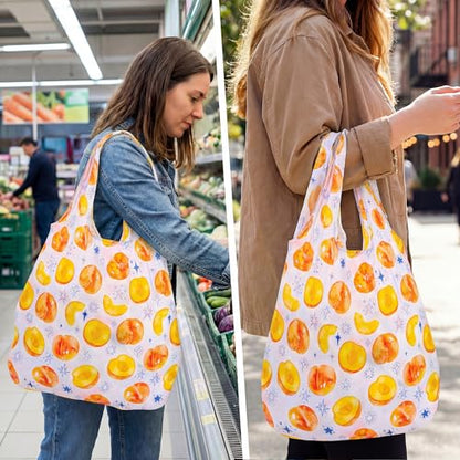 Stelle Lightweight Reusable Grocery Bag with Handles Ripstop Nylon Foldable Tote Shopping Bags for Travel and Groceries - color: Sparkling Peach