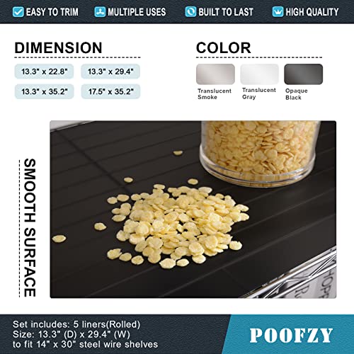 Poofzy Wire Shelf Liner 16" x 36", Set of 5 Black - color: Black, size: 16"x36" 5pcs