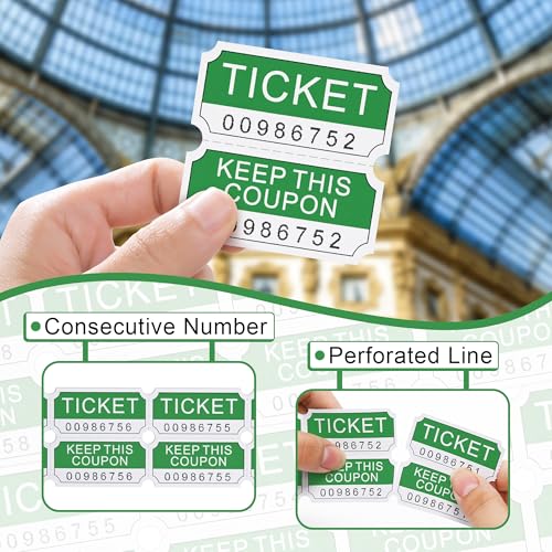 L Liked 250 Raffle Tickets Rolls,Green (4 Color Selection),Double Roll,50/50 Raffle Tickets for Events, Entry, Class Reward - color: 250 Tickets-green