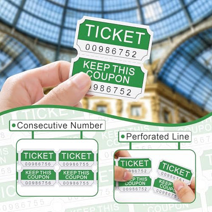 L Liked 250 Raffle Tickets Rolls,Green (4 Color Selection),Double Roll,50/50 Raffle Tickets for Events, Entry, Class Reward - color: 250 Tickets-green