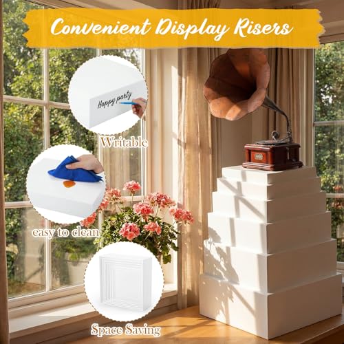 Geelin 6 Pcs Acrylic Risers Cube Stands, White, 10 to 15 Inch, Square - color: White, size: 10 to 15 Inch, style: Square