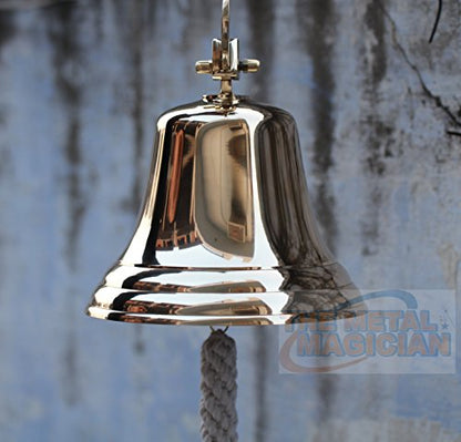 5" Solid Brass Bell Quality Marine Wall Mounted Ship Hanging Bell Perfect for Dinner, Indoor, Outdoor, School, Bar, Reception, Last Order & Church by The Metal Magician - size: 5"