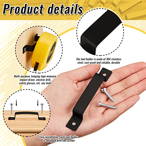 Funrous 12 Pcs Tape Measure Clip Tape Measure Holder with Screws, Black - color: Black