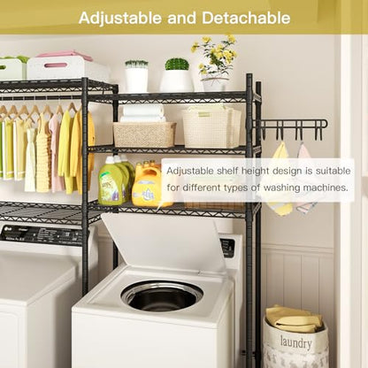 Ulif 65.3"W x 13.4"D x 77.5"H Clothes Drying Rack Over Washer Dryer Shelves - color: Black, size: Large: 65.3”W x 13.4”D x 77.5”H