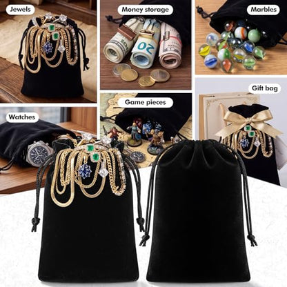 50 Pcs Black Velvet Drawstring Gift Bags, 4 x 6 Inch - size: 4 x 6 Inch