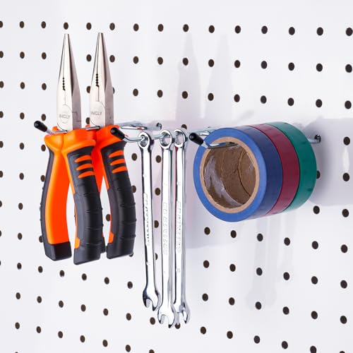 INCLY 50 Pack Pegboard Hooks, 4 Inch Metal Peg Board Hooks Accessories - color: Silver, size: 4 Inch