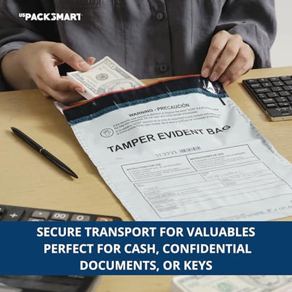 12”x16" Opaque Plastic Deposit Bags with Security Tape Tamper Evident - Secure Bank Deposits, Cash Handling, & Currency Transport | Self-Sealing Tape with Hidden Graphics | 100-Pack - color: Opaque, size: 12"x16"