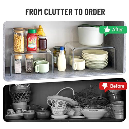 Bobomoment Clear Cabinet Organizer, Stackable Shelf Organizer Set of 2