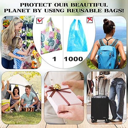Eccliy 24 Pcs Reusable Grocery Bags Shopping Bags Foldable, Flower Style - style: Flower Style