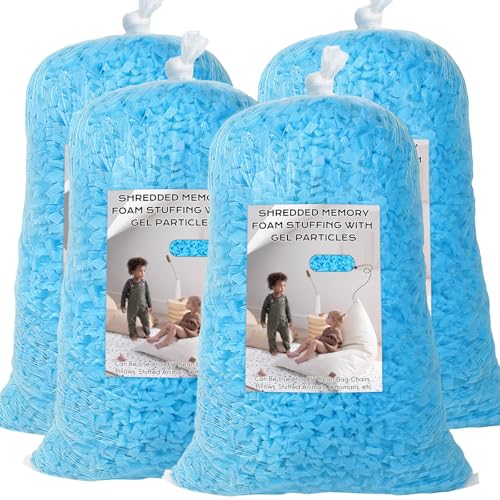 20lbs Bean Bag Filler, Shredded Memory Foam, Bean Bag Chair Filling - color: Blue, size: 20.0 Pounds