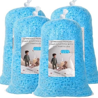 20lbs Bean Bag Filler, Shredded Memory Foam, Bean Bag Chair Filling - color: Blue, size: 20.0 Pounds