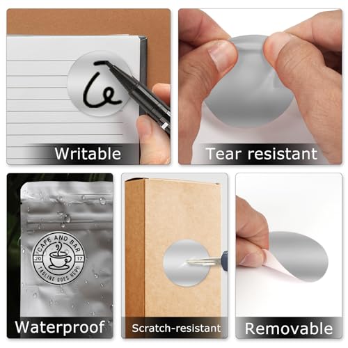 Silver Round Stickers 2 Inch Waterproof Vinyl Coding Labels 200 PCS - color: Silver