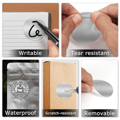 Silver Round Stickers 2 Inch Waterproof Vinyl Coding Labels 200 PCS - color: Silver