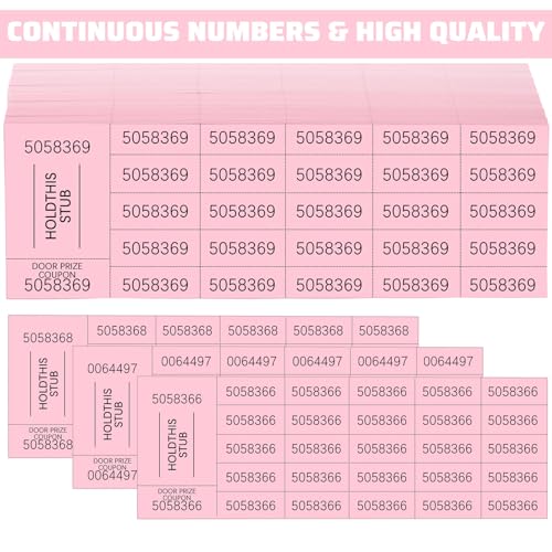 Kosiz 25 Bid 504 Raffle Ticket Sheets Chinese Auction Tickets, Pink - color: Pink, size: 25 Bid
