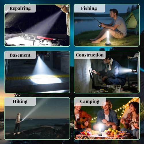 Rechargeable Flashlight High Lumens, 3-in-1 Spotlight Floodlight Strobe