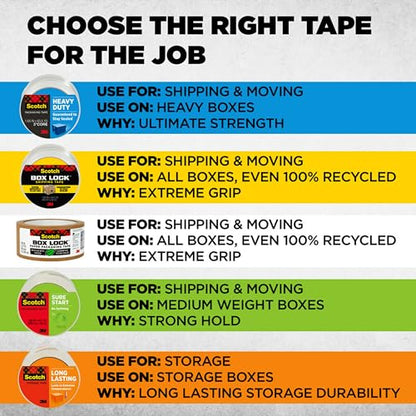 Scotch Sure Start Packing Tape, Clear, Quiet Unwind and Easy Start, 1.88 in. x 22.2 yd., 6 Tape Rolls with Dispensers (Pack of 6) - size: 6 Rolls (Pack of 6)