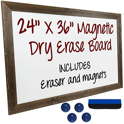 Excello Global Products Rustic Wooden Magnetic Dry Erase Whiteboard, 24"x36" - color: Brown