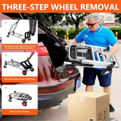 2 in 1 Folding Convertible Hand Truck & Dolly Platform Cart, 500-700 lb