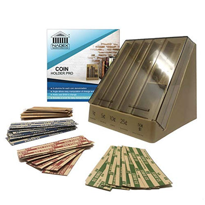 Nadex Vertical Coin Holder Pro - Coin Sorting Organizer Sorts Coins in Columns, Great for Bank Tellers, Making Change and Storing Coins