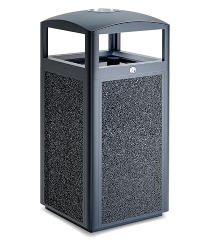Commercial Outdoor Trash Can 30 Gallon, Heavy Duty Steel Mesh Garbage Bin with Metal Liner 0t1 - color: Black, size: Medium - Square