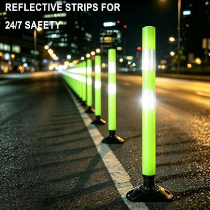 OrangeStar 36 Inch Traffic Cones 8-Pack with Spring Base - color: Green, size: 36 in