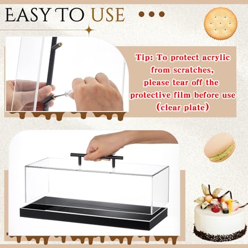 FoldTier 2 Pcs Acrylic Pastry Display Case, Bakery Dessert Tray, Black