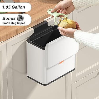 Mbillion 1.05 Gal White Hanging Stainless Steel Compost Bin - color: White, size: 1.05 Gal