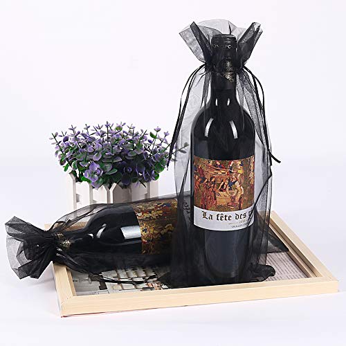 HRX Package 30pcs Mesh Organza Wine Bags for Gift Giving (Black) - color: Black