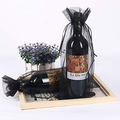 HRX Package 30pcs Mesh Organza Wine Bags for Gift Giving (Black) - color: Black