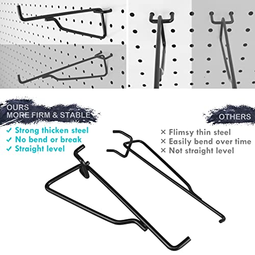 Pegboard Shelf Hooks 4Pack Metal Brackets, Peg Board Accessories(Black, 6") - color: Black, size: 6 Inch