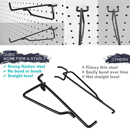 Pegboard Shelf Hooks 4Pack Metal Brackets, Peg Board Accessories(Black, 6") - color: Black, size: 6 Inch