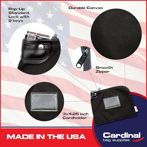Locking Canvas Cash Bag, Black, 9 x 12 Inch - color: Black