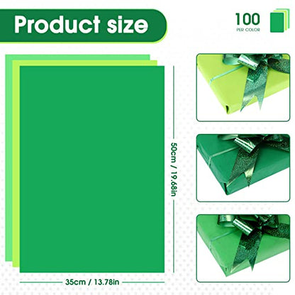 Fuutreo 300 Sheet Kraft Tissue Paper Bulk 14x20'' Wrapping, Green Series - color: Green Series