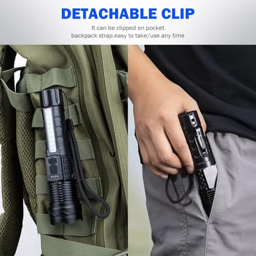 Cinlinso Flashlight High Lumens Rechargeable 2 Pack, 90000 Lumen Super Bright Led Flashlights with 7 Light Modes, IPX6 Waterproof, Powerful Handheld Flash Light for Camping Home Emergencies