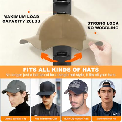 2 Pack Hat Organizer for Baseball Caps, Hat Rack Storage Hold 32 Cap Closet - color: Black-2 Sets