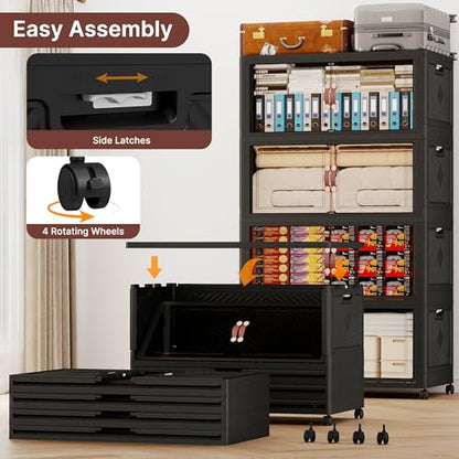 936QT Extra Large Stackable Storage Bins with Lids & Wheels - color: Black-60Gal, size: 4Pack with 1 top lid