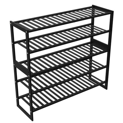 Jripae 5 Tier 32.5*10.5*30.3in Bamboo Shoe Rack for Closet Entryway Bedroom - color: Black, size: 5-tier 32.5*10.5*30.3inch
