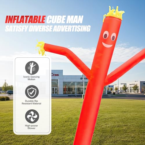 6ft Red Inflatable Waving Tube Man with Blower - color: Red