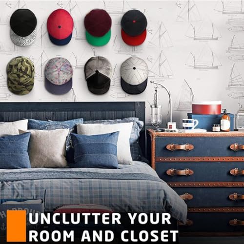 24 Pack Baseball Hat Holder for Wall, Adhesive Hat Rack for Caps - color: Black