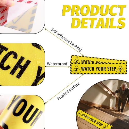 Watch Your Step Sign Sticker, 2 Pack 14 x 2.7 Inch Floor Warning Decal - color: Watch Your Step 579