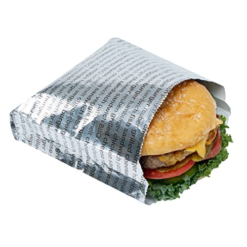 Restaurantware Paper Printed Burger Foil Bag, 5.9 x 1.2 x 6.5 In, 100 Pack - size: 6"