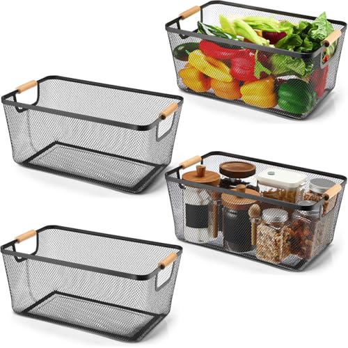Ziliny 4 Pcs Mesh Wire Baskets for Organizing, Extra Large, Black - color: Black, size: Extra Large