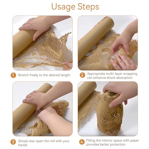 Honeycomb Packing Paper - 12"x165" Bubble Wrap Roll for Moving Shipping - size: 11.8"x165'