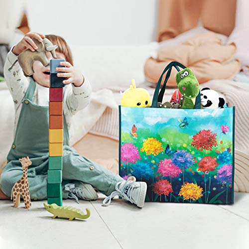 NymphFable Floral Garden Shopping Bags, 6 Pack Reusable Grocery Bag 50LBS - color: Wildflower Meadow