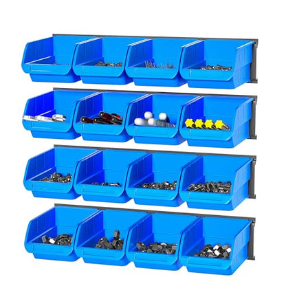 Ultrawall Wall Mounted Storage Bins, Plastic Hanging Storage Organizer Bins - color: Blue