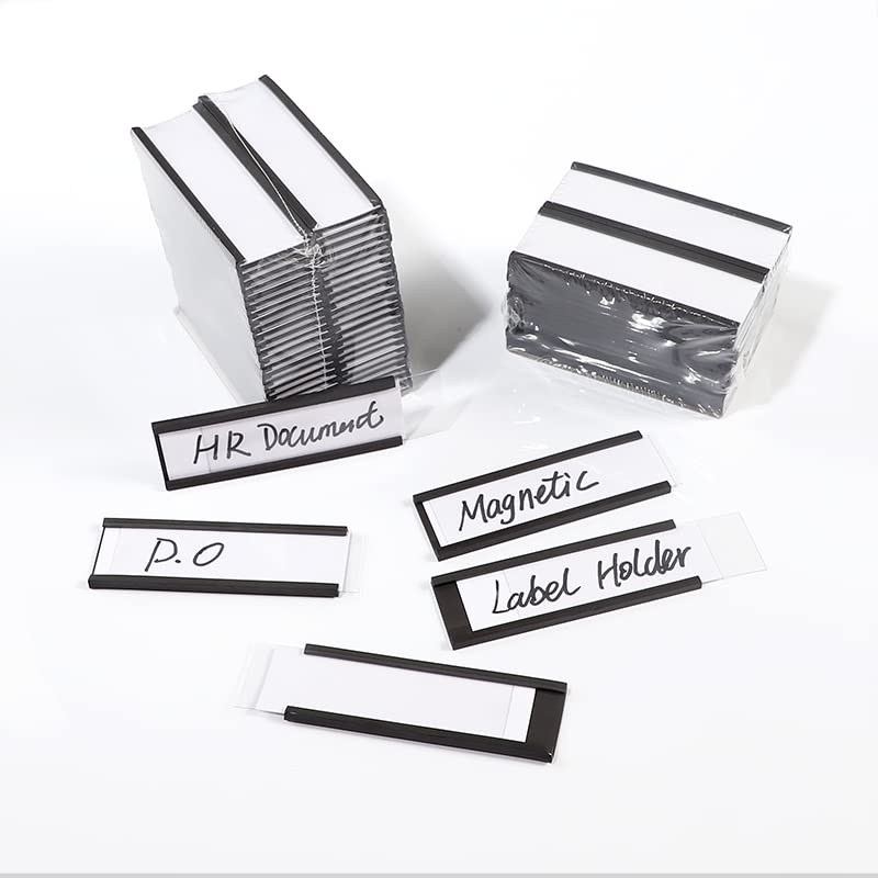 C Channel Magentic Label Holders 1x3 Inches with Paper Inserts and Clear Plastic Protectors, Pack of 30, Magnetic Data Card Holders File Cabinet Labels - size: 1"x3"-30pcs
