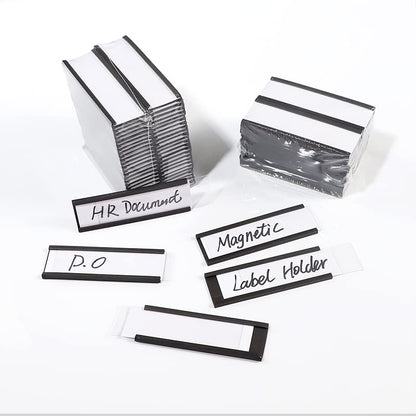 C Channel Magentic Label Holders 1x3 Inches with Paper Inserts and Clear Plastic Protectors, Pack of 30, Magnetic Data Card Holders File Cabinet Labels - size: 1"x3"-30pcs
