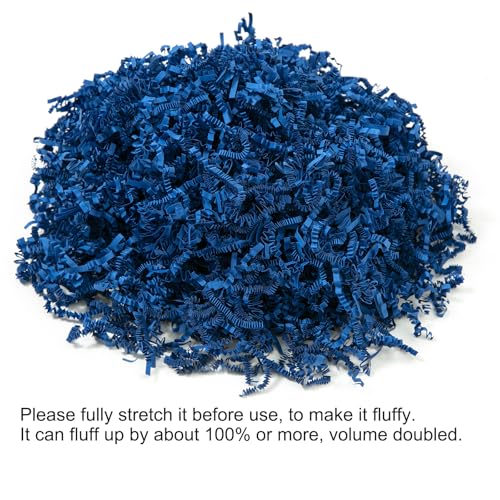 Mefleet 1 LB Crinkle Paper Filler Dark Blue Shredded Paper for Gift Box - color: Dark Blue