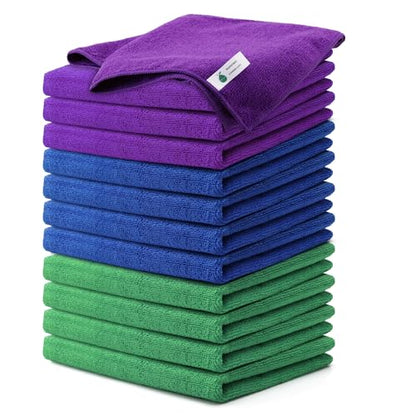 Multi-Use Microfiber Cleaning Cloths 12 Pack, 16 x 16 Inch - color: Multicolor